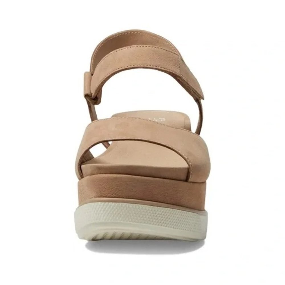 🌞 Eileen Fisher Beige Barley Beck Sporty Platform Wedge Heeled Sandals - Picture 6 of 11